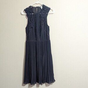 H&M  Navy Blue Sleeveless Pleated Dress Size 8